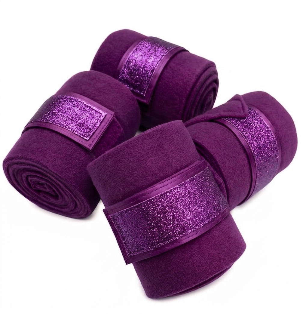 Purple Glitter Fleece Polo Wraps - Set of 4