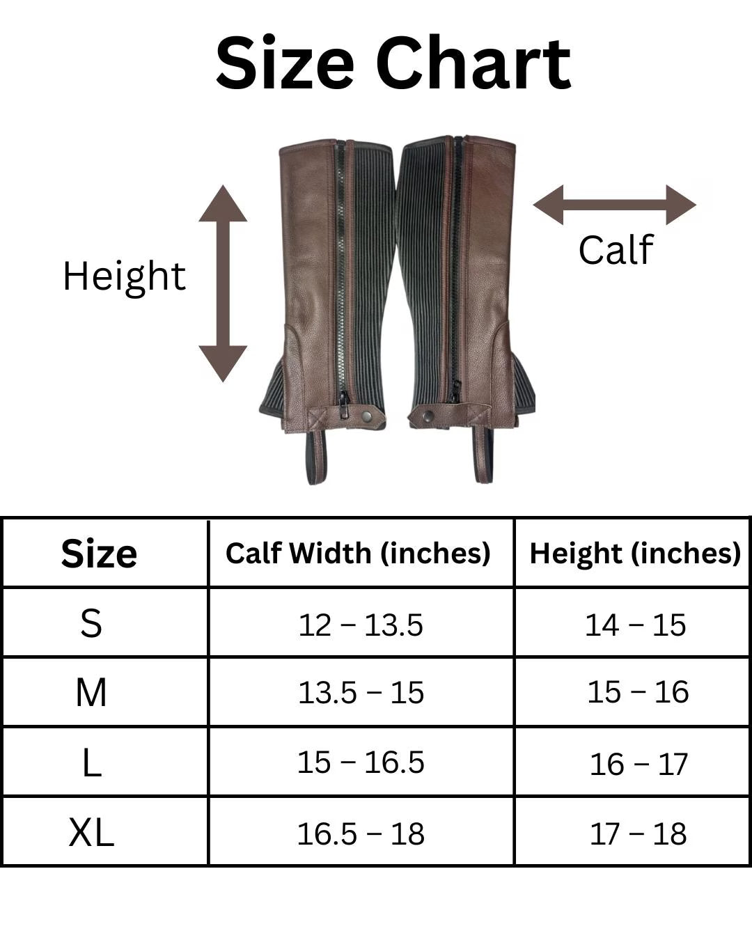 Leather Half Chaps – Horse Riding Chaps with Rear Zip