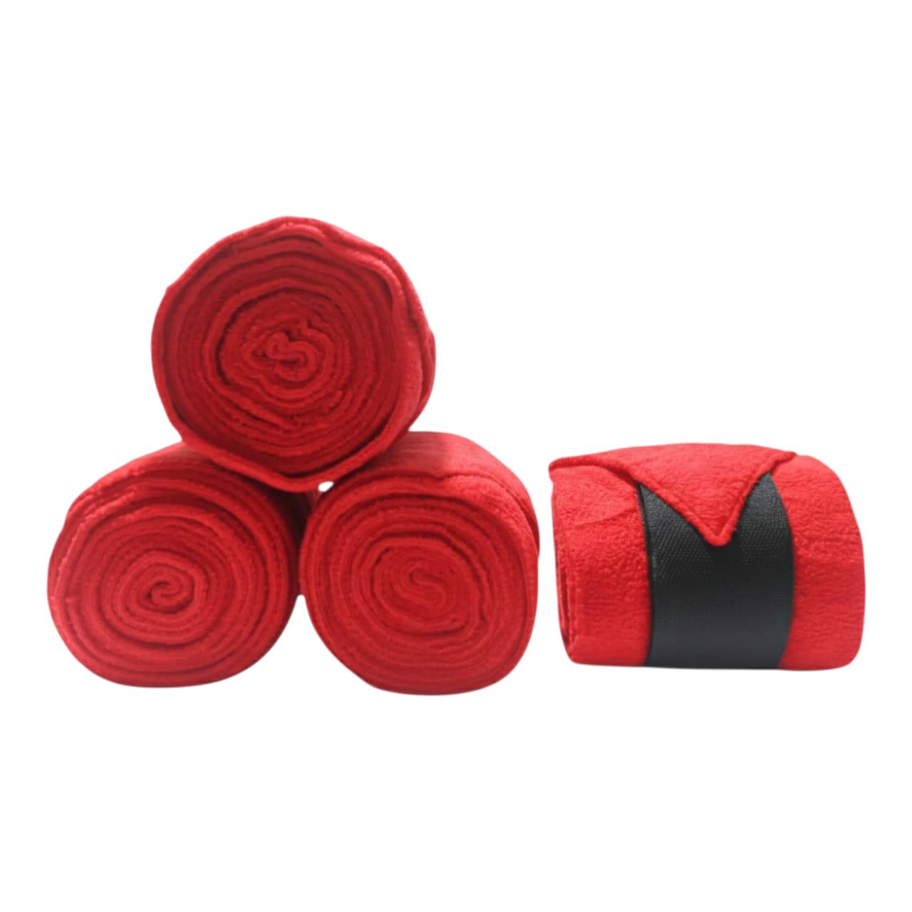 Red Fleece Horse Polo Wraps - Set of 4