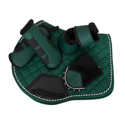 Equestrian Matching Tack Set – Saddle Pad, Brushing Boots, Bell Boots, Ear Bonnet