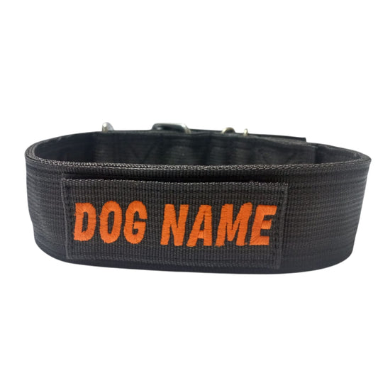 Heavy-Duty Nylon Dog Collar with Custom Name Velcro Patch – Durable & Secure
