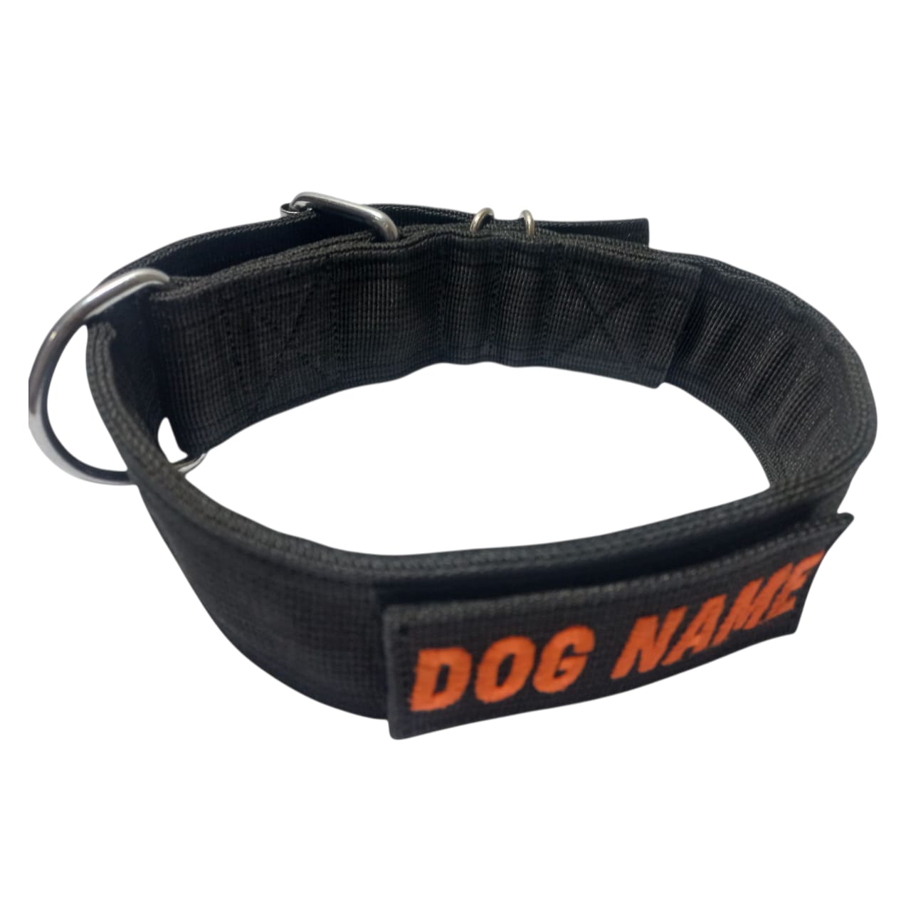 Heavy-Duty Nylon Dog Collar with Custom Name Velcro Patch – Durable & Secure