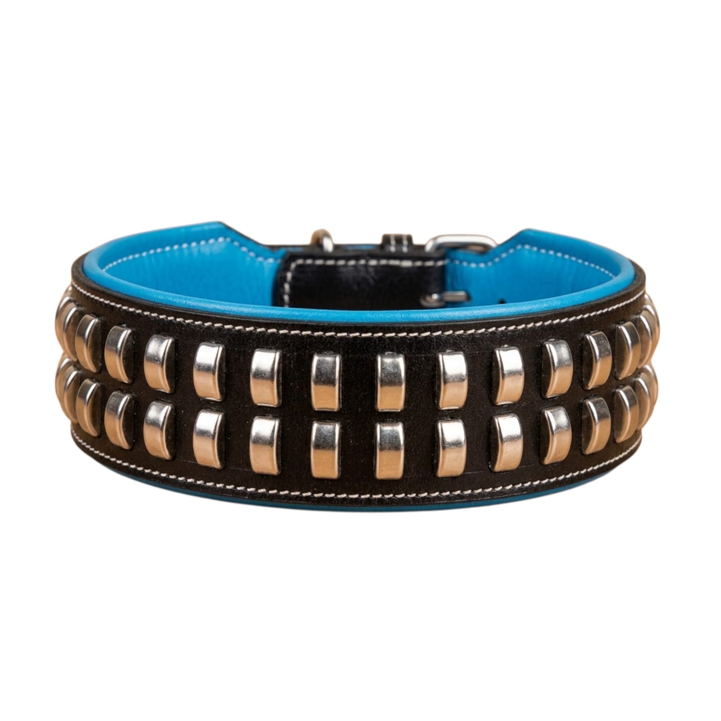 Luxury Studded Leather Dog Collar – Wide Padded Heavy Duty Collar for Large & Strong Dogs