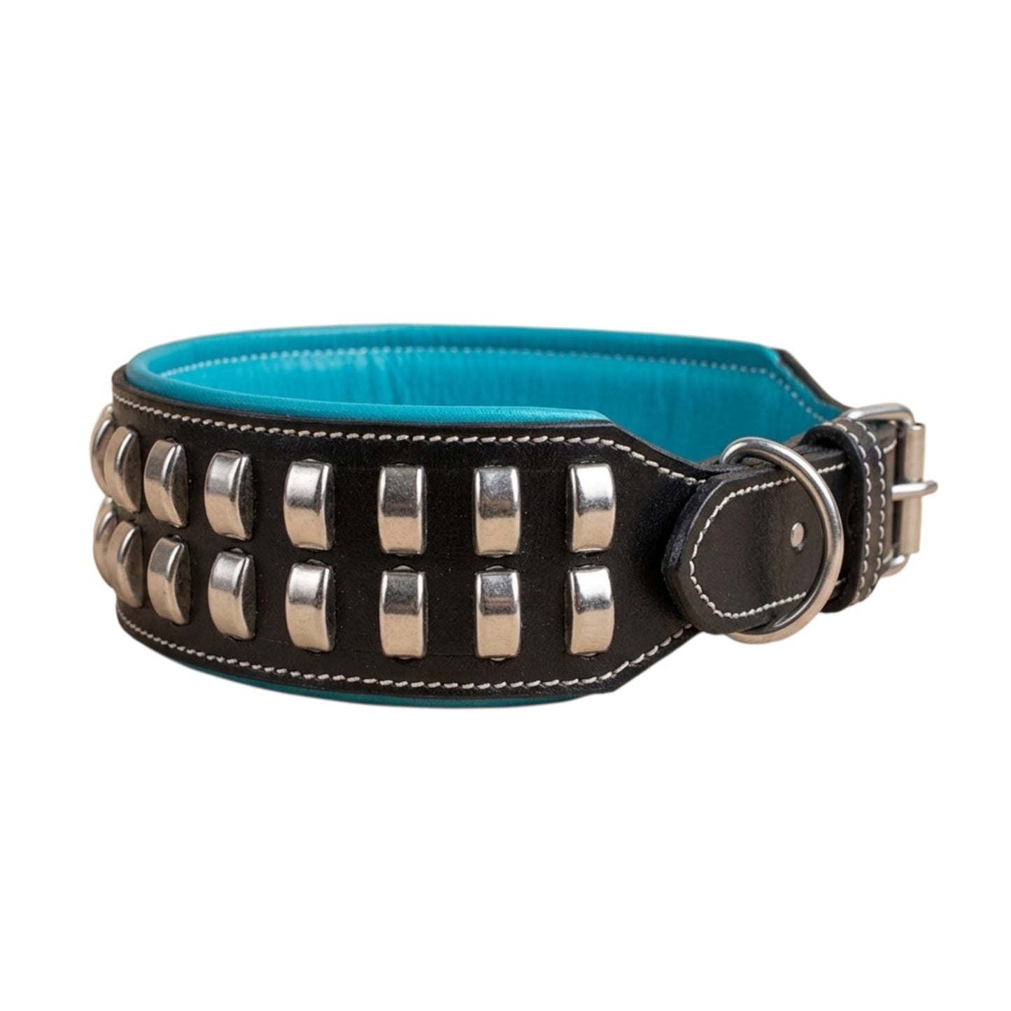 Luxury Studded Leather Dog Collar – Wide Padded Heavy Duty Collar for Large & Strong Dogs