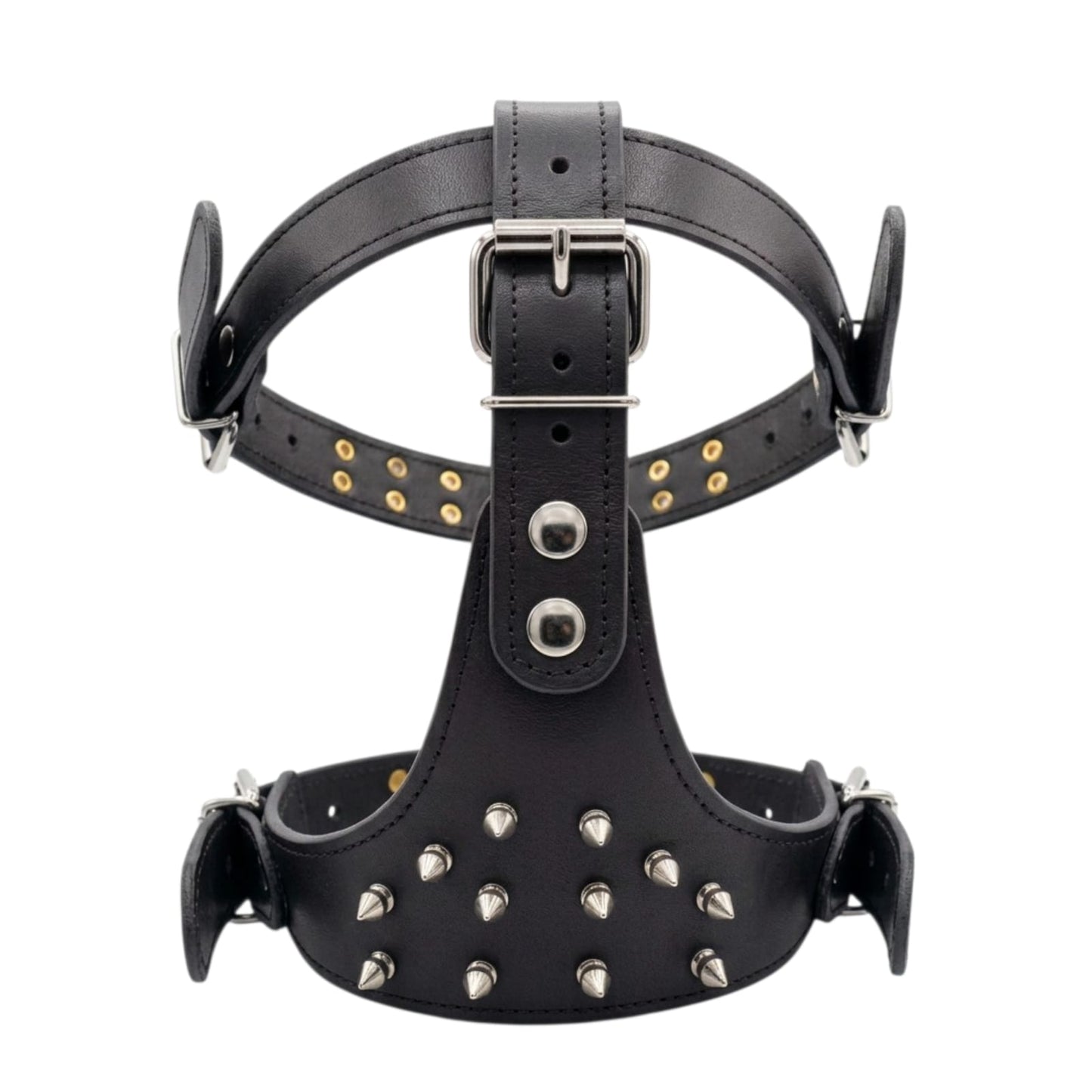 Leather Studded Dog Harness – Heavy Duty Adjustable Harness for Large & Strong Dogs
