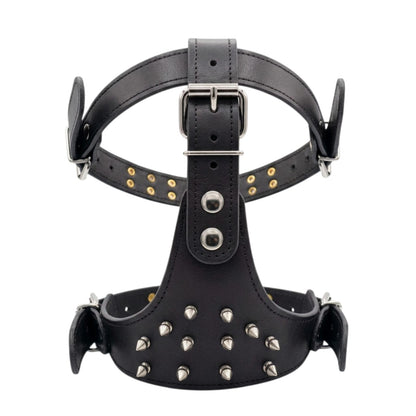 Leather Studded Dog Harness – Heavy Duty Adjustable Harness for Large & Strong Dogs
