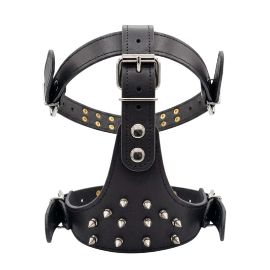 Leather Studded Dog Harness – Heavy Duty Adjustable Harness for Large & Strong Dogs