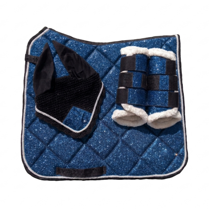 Glitter Saddle Pad Set with Matching Ear Bonnet & Brushing Boots