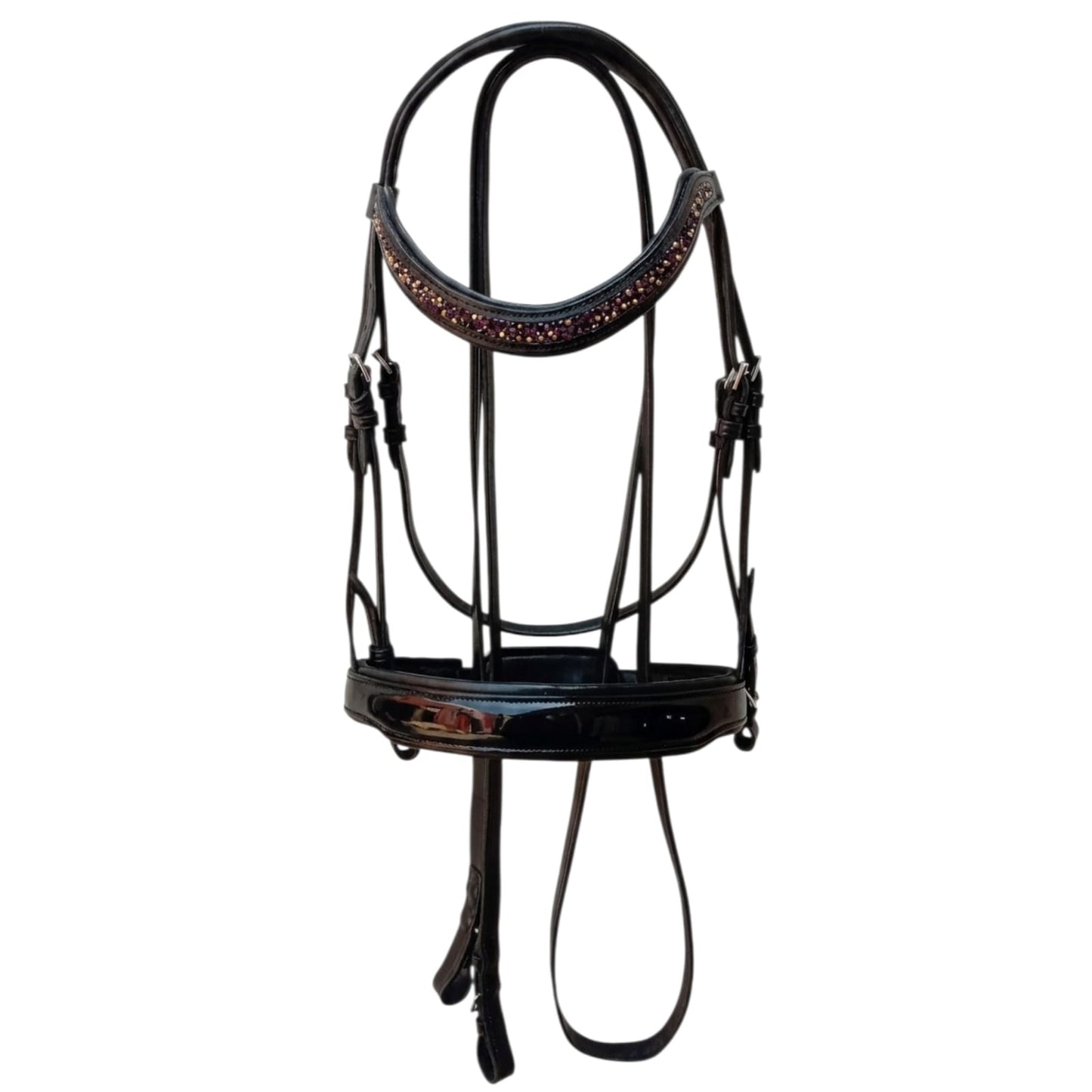 Leather Horse Bridle with Padded Noseband & Browband