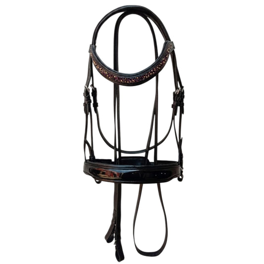 Leather Horse Bridle with Padded Noseband & Browband