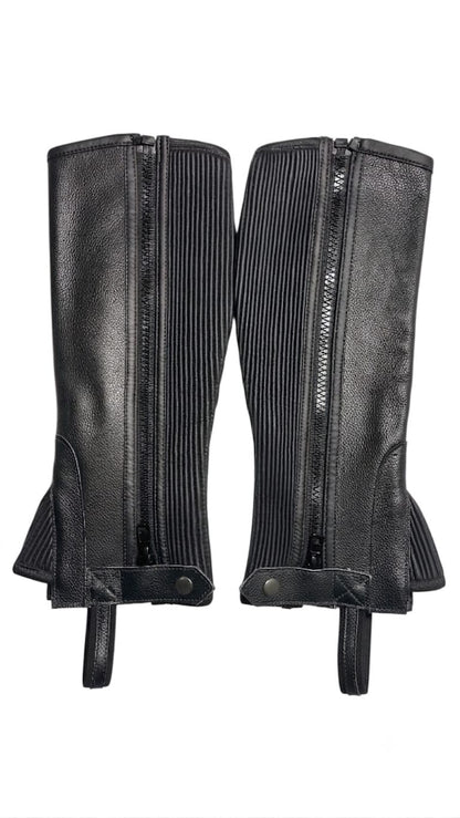 Leather Half Chaps – Horse Riding Chaps with Rear Zip