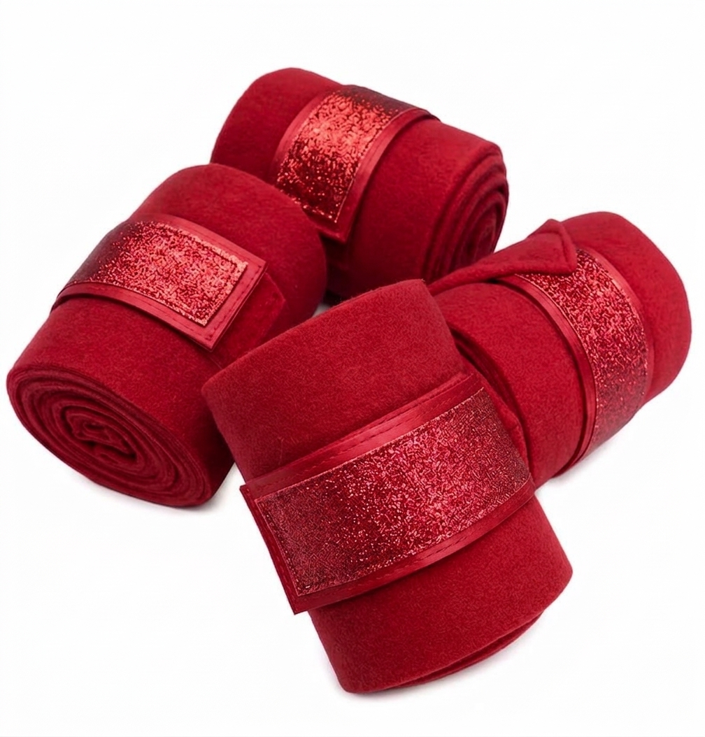 Red Glitter Fleece Polo Wraps - Set of 4