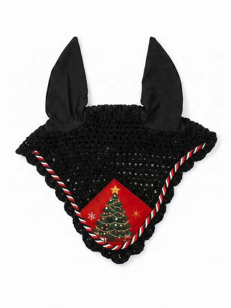 Santa Claus Christmas Horse Saddle Pad & Ear Bonnet Set – Holiday Equestrian Tack