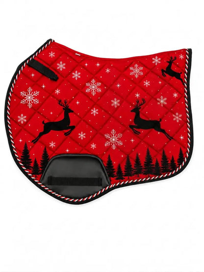 Christmas Horse Saddle Pad and Ear Bonnet Set – Festive Equestrian Gear