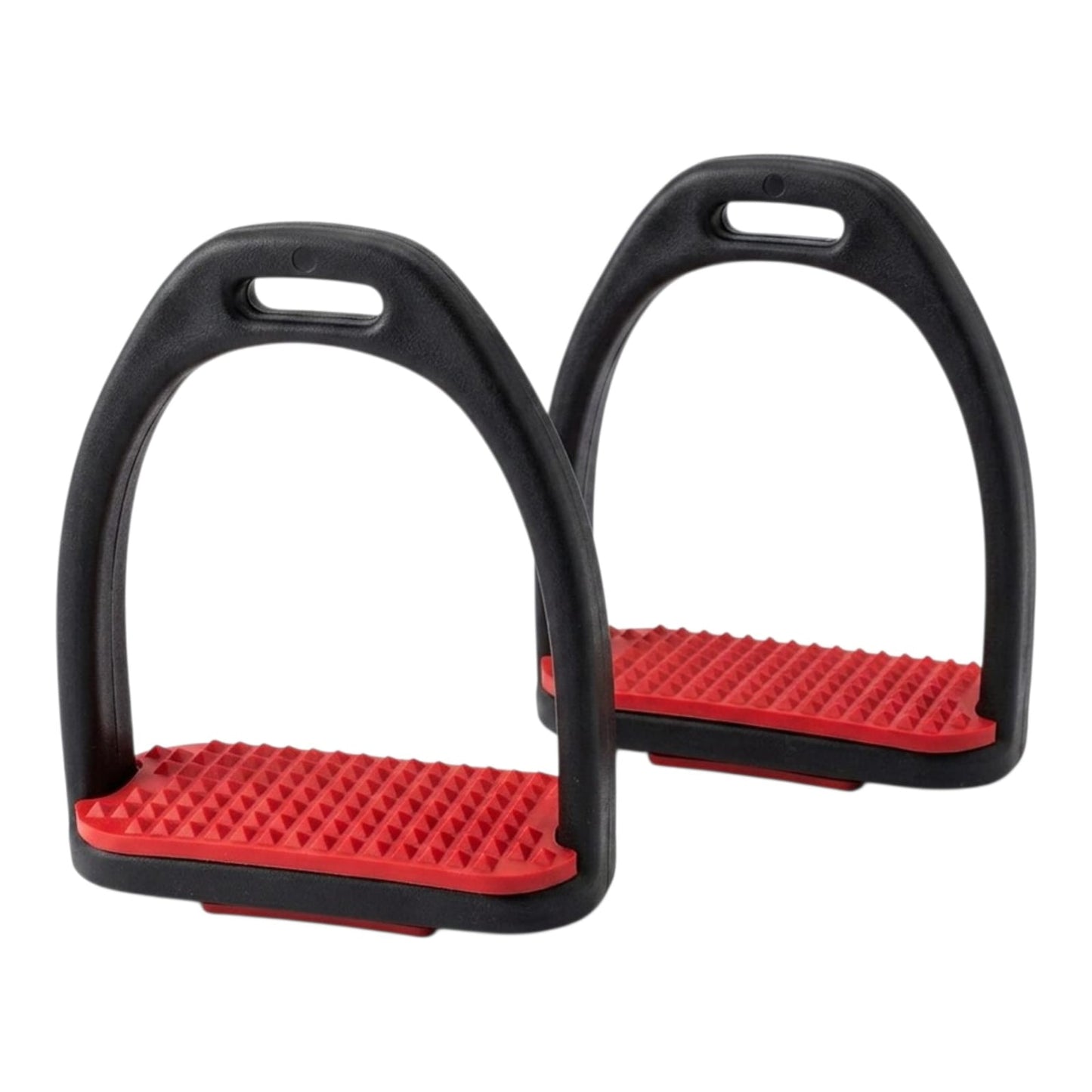 Black Polymer Horse Riding Stirrups with Red Anti-Slip Grip Pad – Set of 2 | Lightweight Equestrian Stirrup Irons