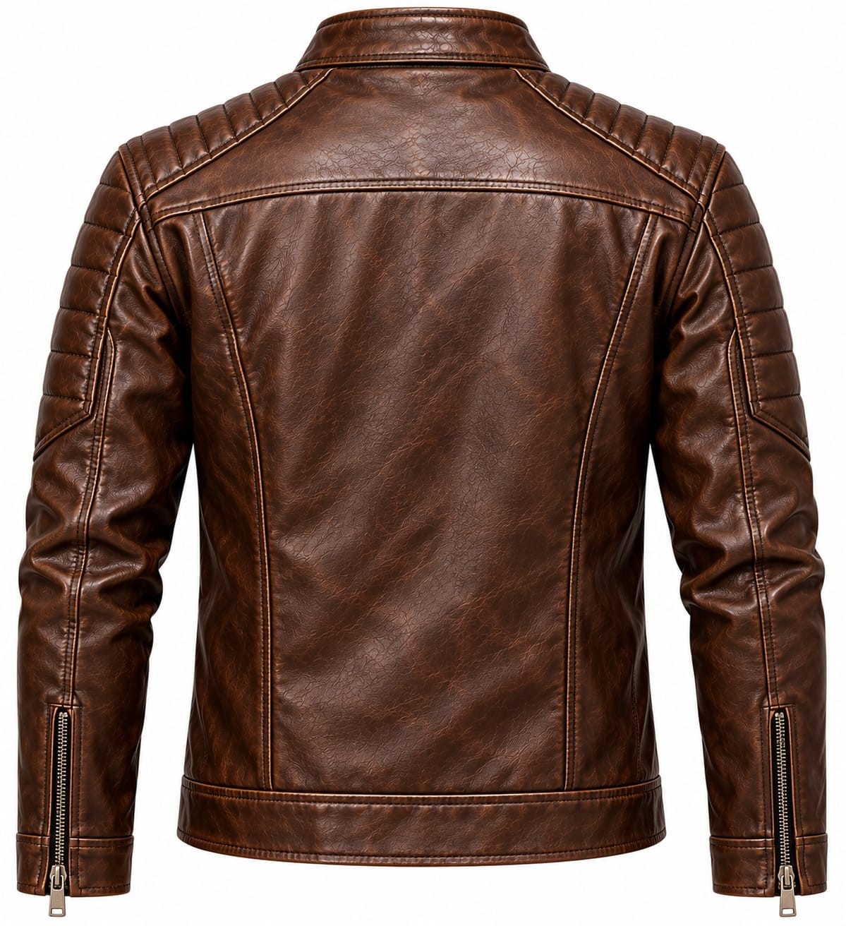 Men's Premium Brown Quilted Moto Leather Jacket