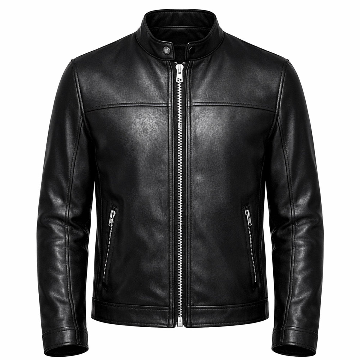 Men's Premium Black Leather Café Racer Jacket
