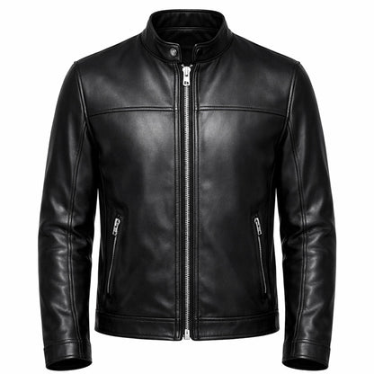 Men's Premium Black Leather Café Racer Jacket