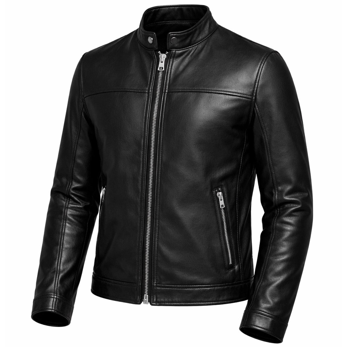 Men's Premium Black Leather Café Racer Jacket