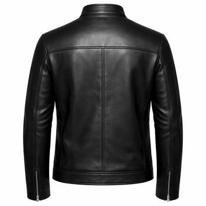 Men's Premium Black Leather Café Racer Jacket