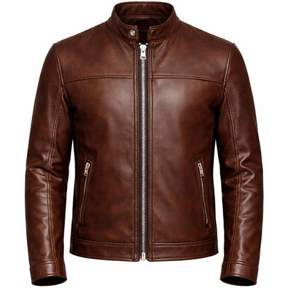 Men's Premium Black Leather Café Racer Jacket