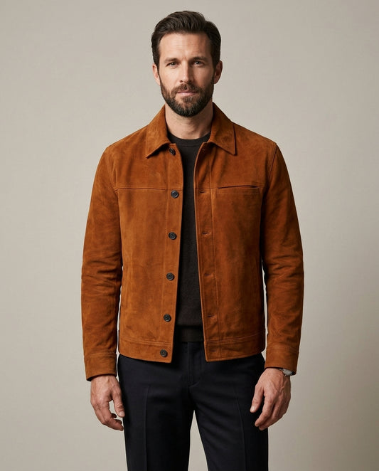 Men's Brown Suede Leather Jacket