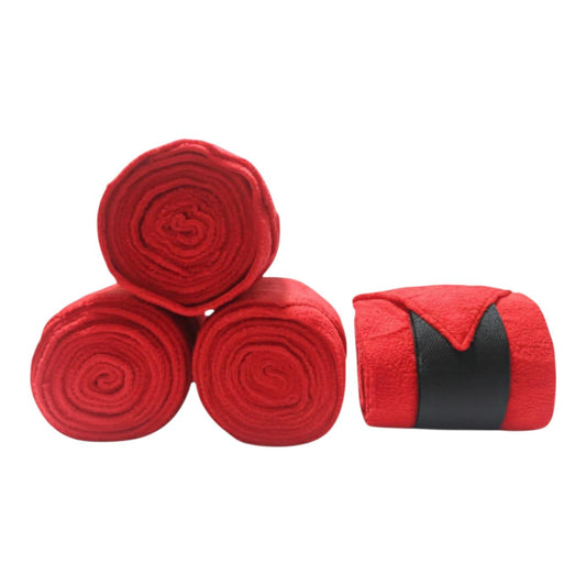 Red Fleece Horse Polo Wraps - Set of 4